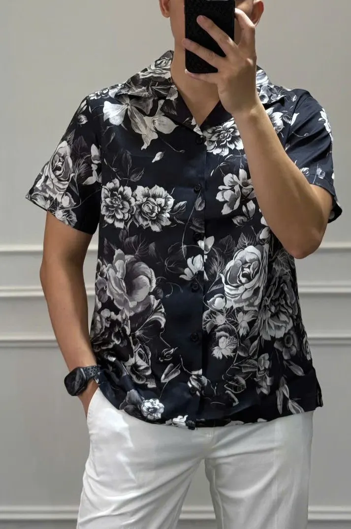 Ao so mi coc tay nam den Dolce deluxe quality bat mat ma 6b cao