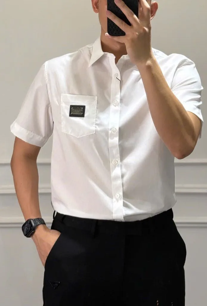 Áo sơ mi trắng Dolce tay ngắn nam mã 2 lên ảnh đẹp premium quality