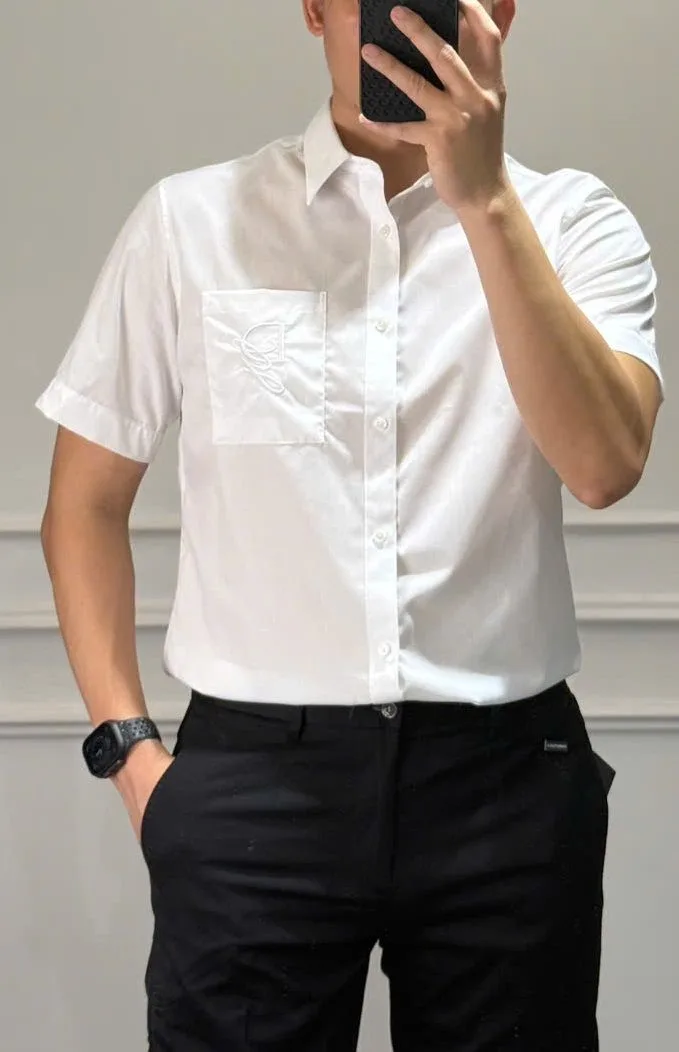 Áo sơ mi trắng Dolce tay ngắn nam mã 4 DG hàng độc quyền nhã nhặn