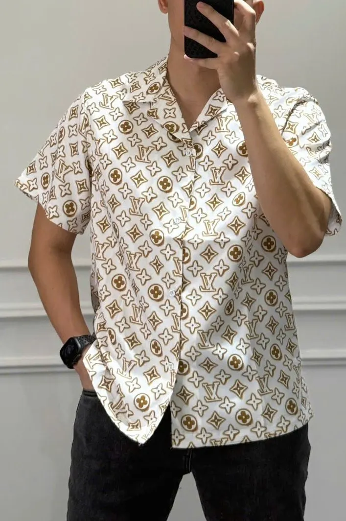 Áo sơ mi Louis Vuitton trắng tay ngắn nam mã 2 lên ảnh đẹp sang trọng