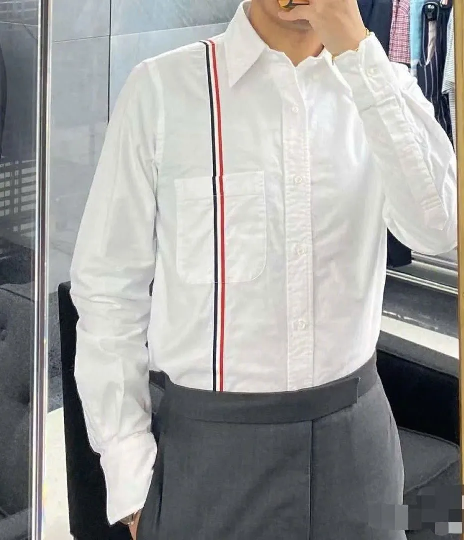 Áo sơ mi Thom Browne trắng tay dài nam chuẩn dáng mã 1 cao cấp