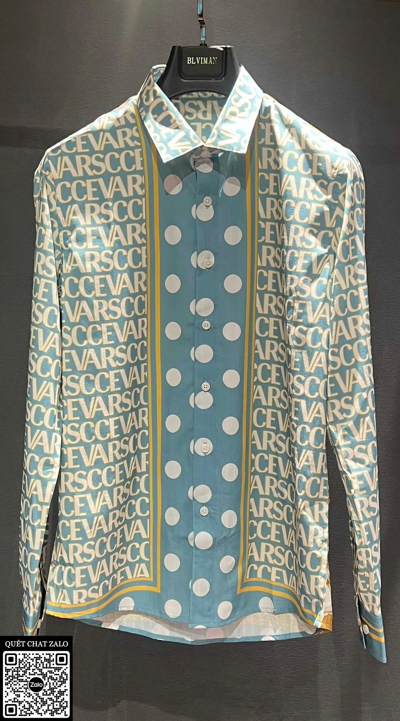 Áo sơ mi nam màu xanh Versace tay dài mã 1 chất số lượng ít đẹp