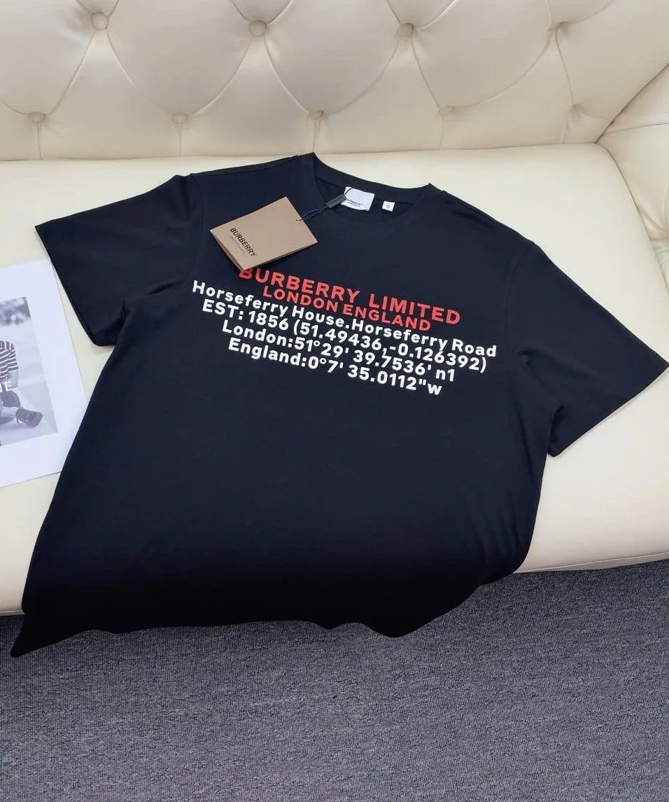 Áo thun Burberry đen mã 5 cổ tròn nam nữ — phông tầm cao cấp đúng mốt