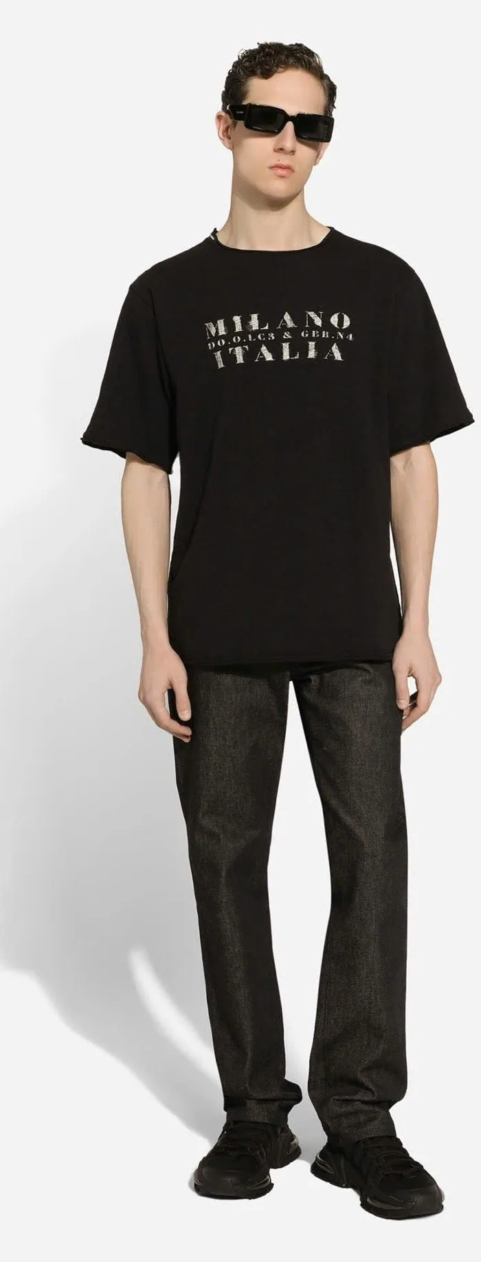 Áo thun đen form rộng áo phông cổ tròn Dolce Gabbana mã 25 nam nữ