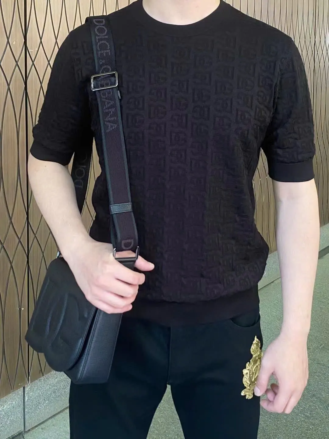 Áo phông den nam DG cổ tròn mã 29 phong cách thượng lưu sang trọng