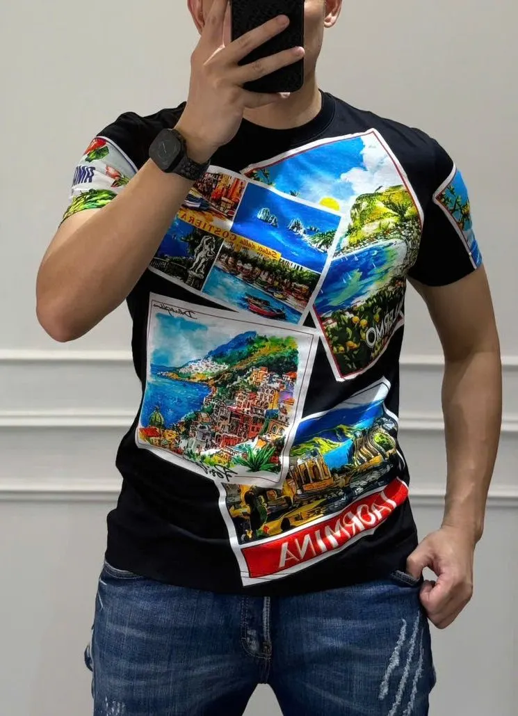 Áo phông đen nam DG mã 42b cổ tròn sang trọng phong cách hợp mốt Áo phông đen nam DG mã 42b cổ tròn sang trọng phong cách hợp mốt