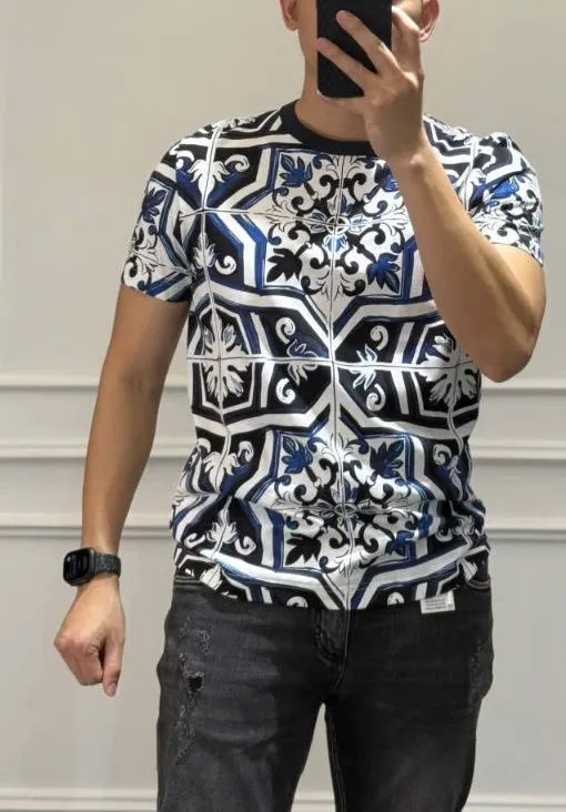 Áo phông trắng unisex Dolce mã 28 cổ tròn xịn sò cho nam nữ