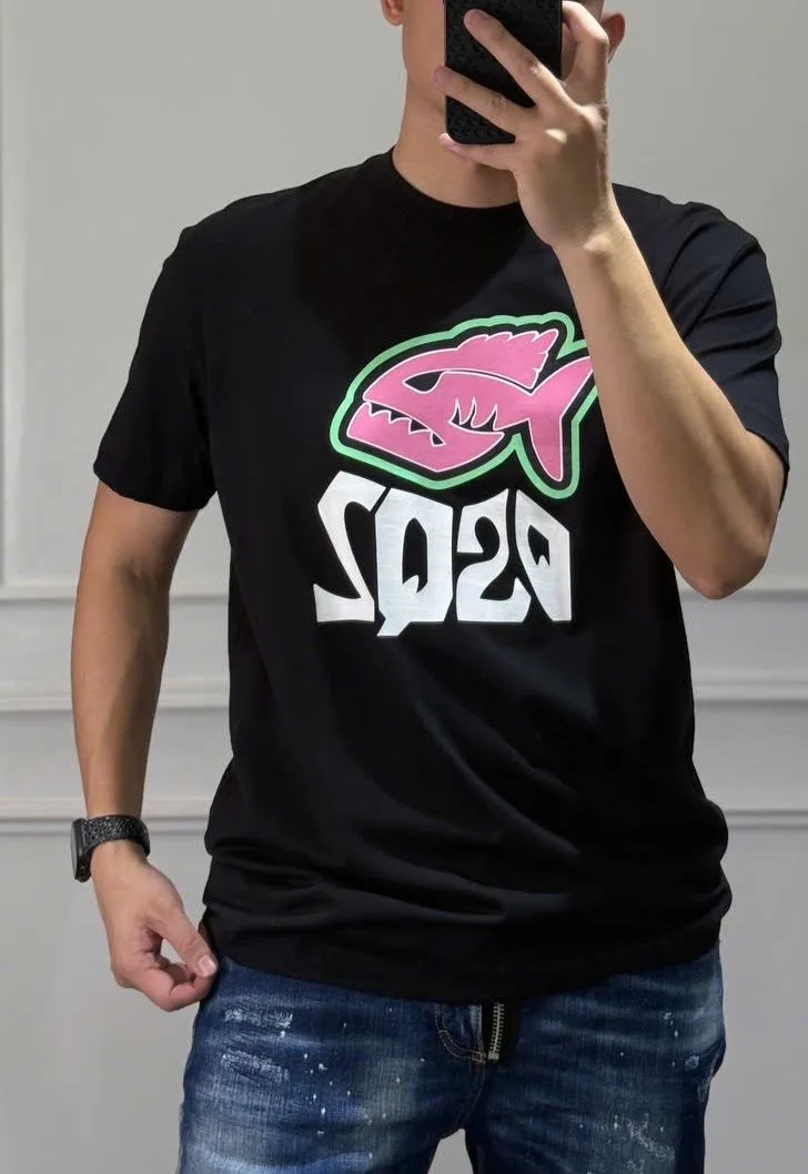 Áo thun ao phong den nam DSQ2 cổ tròn mã 12 cực phẩm nam nữ thiết kế