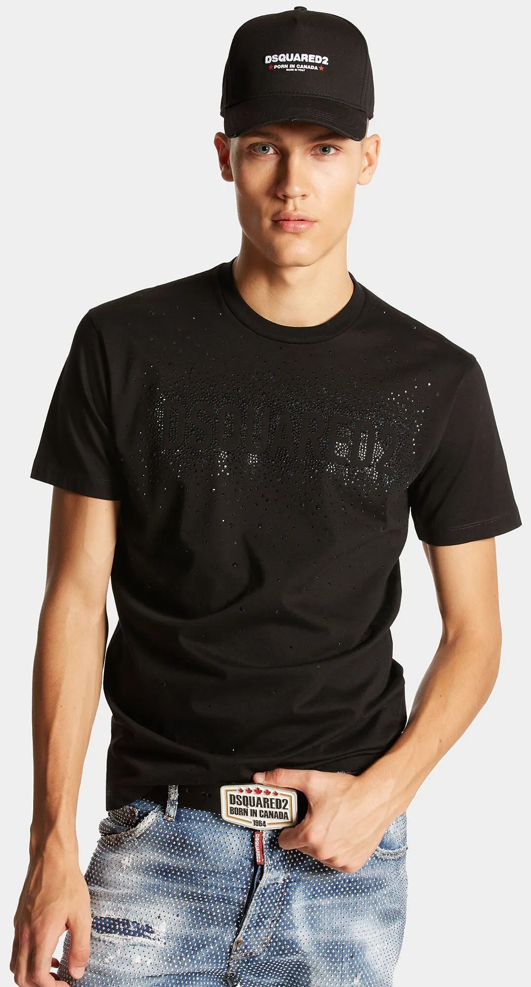 Áo phông nam đen trơn Dsq2 cổ tròn mã 25 phong cách thanh lịch