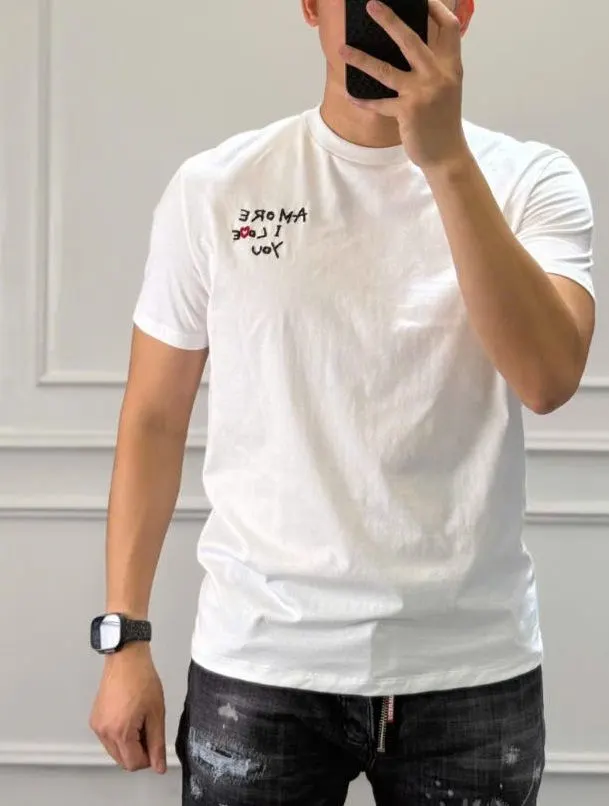 Áo thun Dsquared2 nam trắng mã 1 cổ tròn xịn xò bắt mắt phong cách