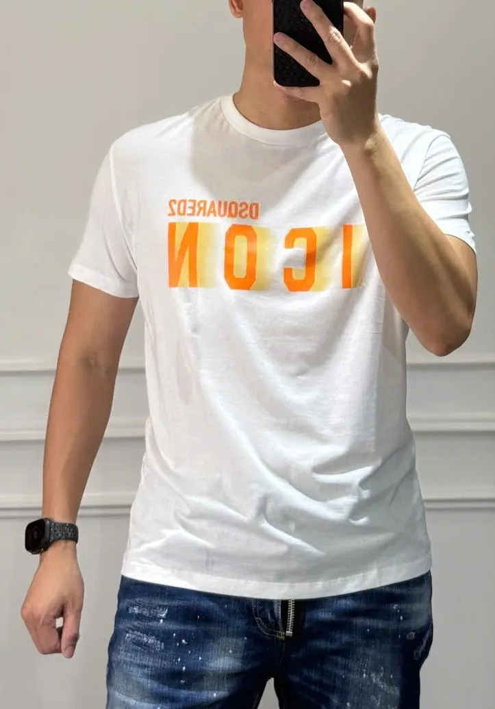 Áo thun Dsquared2 trắng mã 10 cổ tròn Dsq2 nam nữ phong cách chuẩn