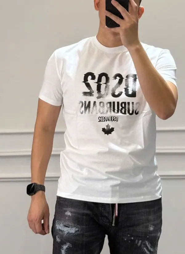 Áo thun Dsquared2 trắng mã 13 cổ tròn nam nữ phong cách thượng hạng ấn tượng Áo thun Dsquared2 trắng mã 13 cổ tròn nam nữ phong cách thượng hạng ấn tượng