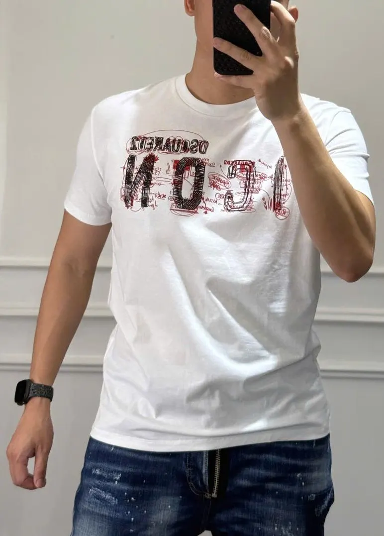 Áo phông Dsquared2 trắng mã 15b cổ tròn nam nữ tinh tế Like Authentic Áo phông Dsquared2 trắng mã 15b cổ tròn nam nữ tinh tế Like Authentic