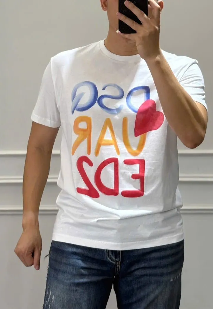 Áo thun phông Dsquared2 #EANF# màu trắng cổ tròn nam nữ mã 21 sang trọng