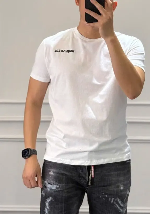 Áo thun Dsquared2 trắng mã 6 cổ tròn tuyệt phẩm nam nữ phong độ Áo thun Dsquared2 trắng mã 6 cổ tròn tuyệt phẩm nam nữ phong độ