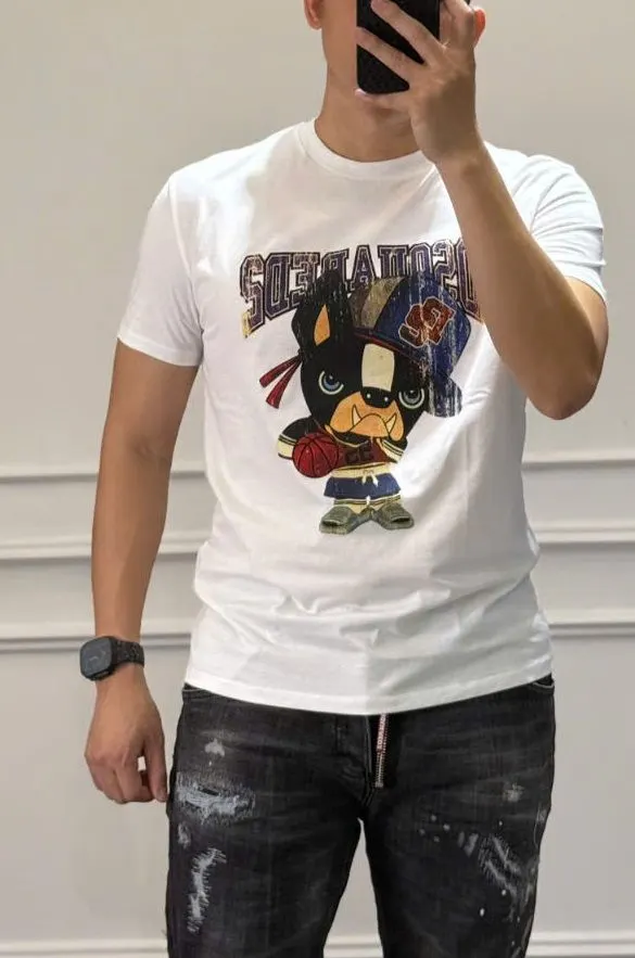 Áo Icon trắng áo phông cổ tròn Dsq2 mã 7 nam nữ loại xịn phong độ