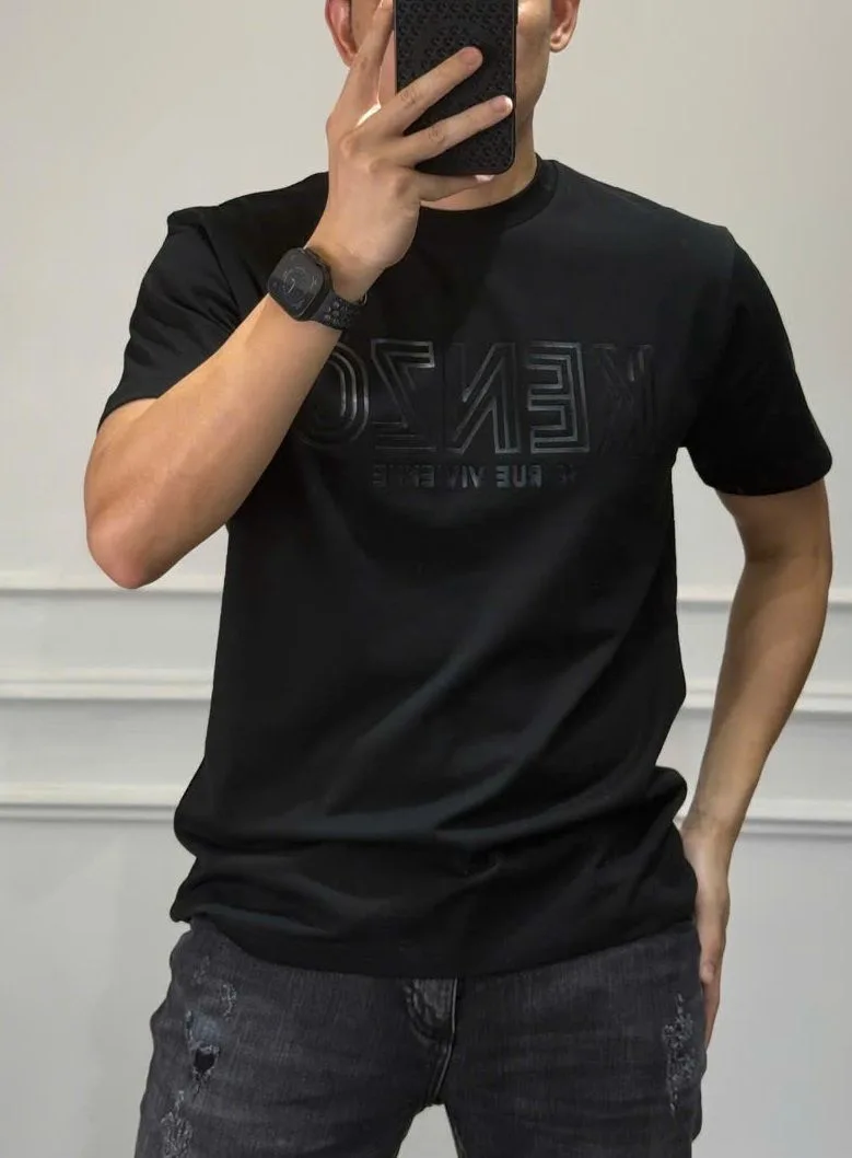 Áo thun nam đen Kenzo mã 10 cổ tròn phong cách thượng lưu hợp mốt Áo thun nam đen Kenzo mã 10 cổ tròn phong cách thượng lưu hợp mốt
