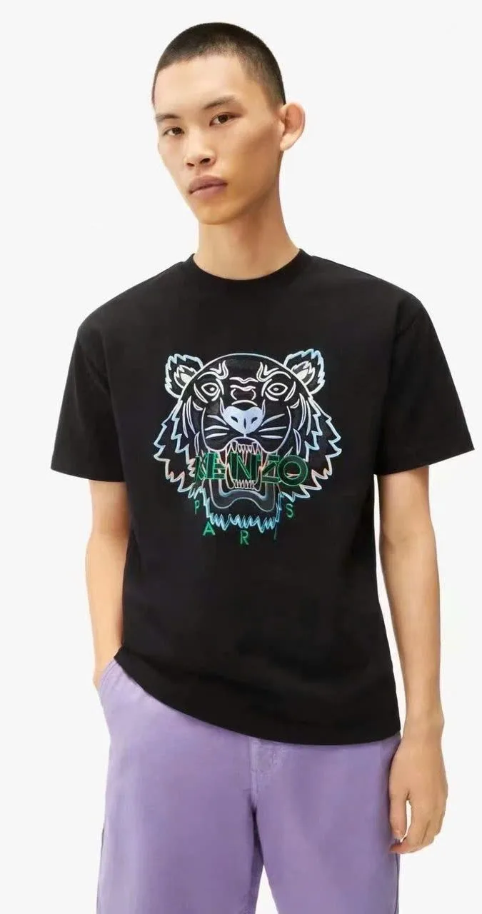 Áo thun nam đen có hình Kenzo cổ tròn mã 6b — cao cấp, cá tính nam nữ