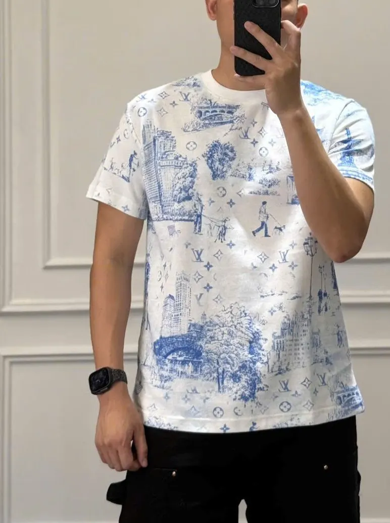 Áo thun LV trắng mã 5b — áo phông cổ tròn xịn xò nam nữ y như thật