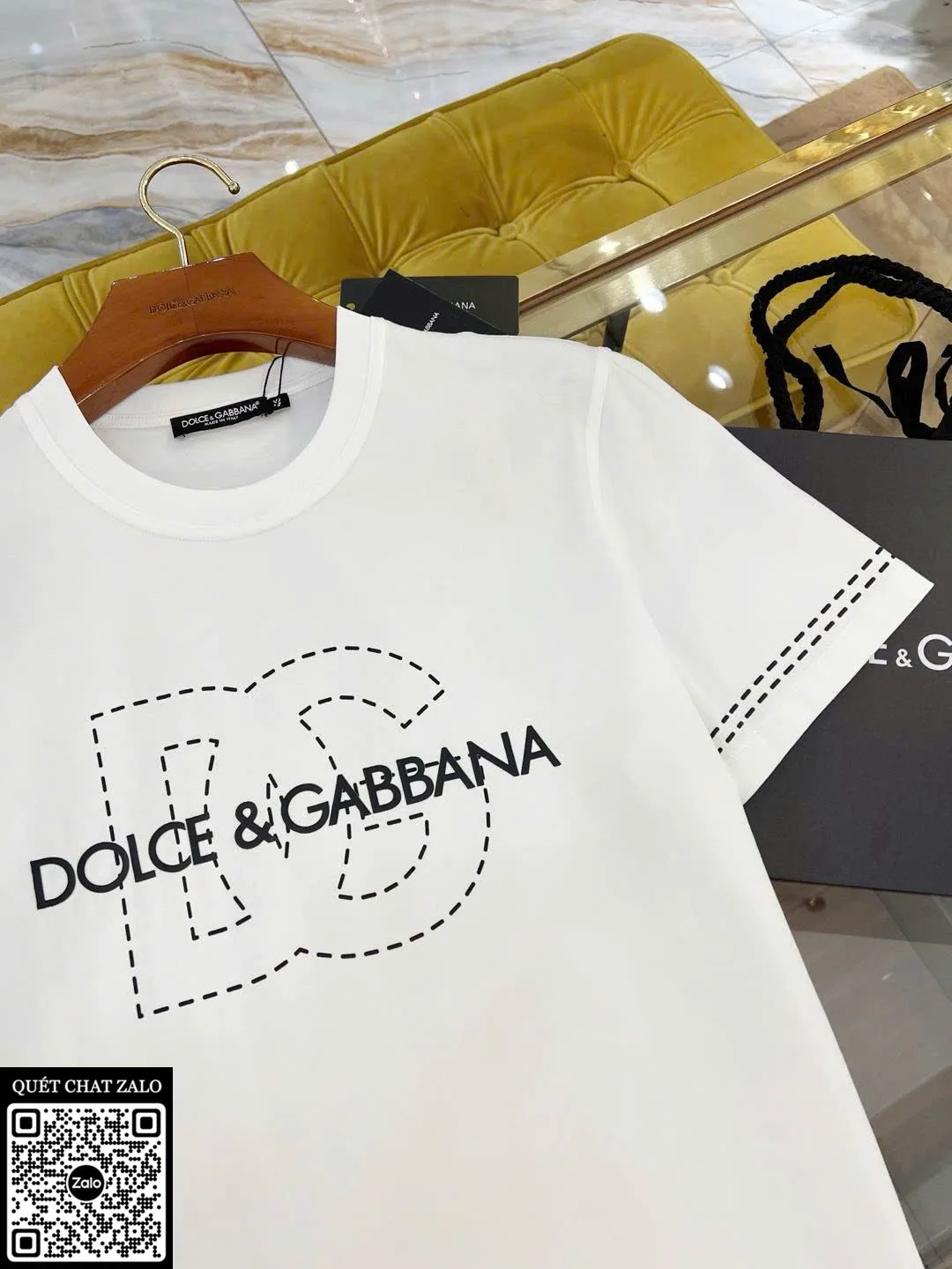 Áo phông nam màu trắng DG mã 2 Dolce chất lượng cao dễ phối đồ