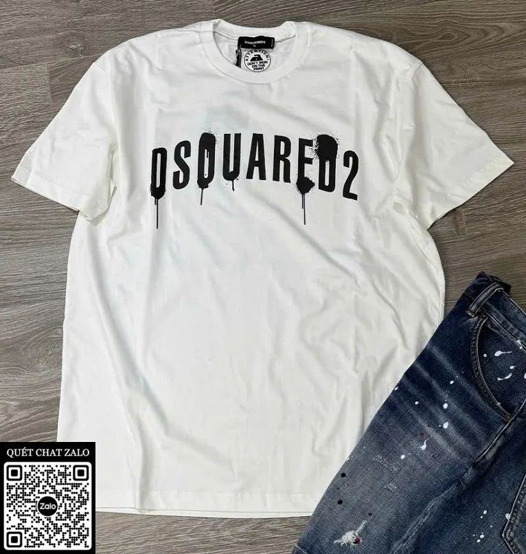 Áo phông nam màu trắng Dsq2 mã 17 siêu phẩm thiết kế đẹp đỉnh cao