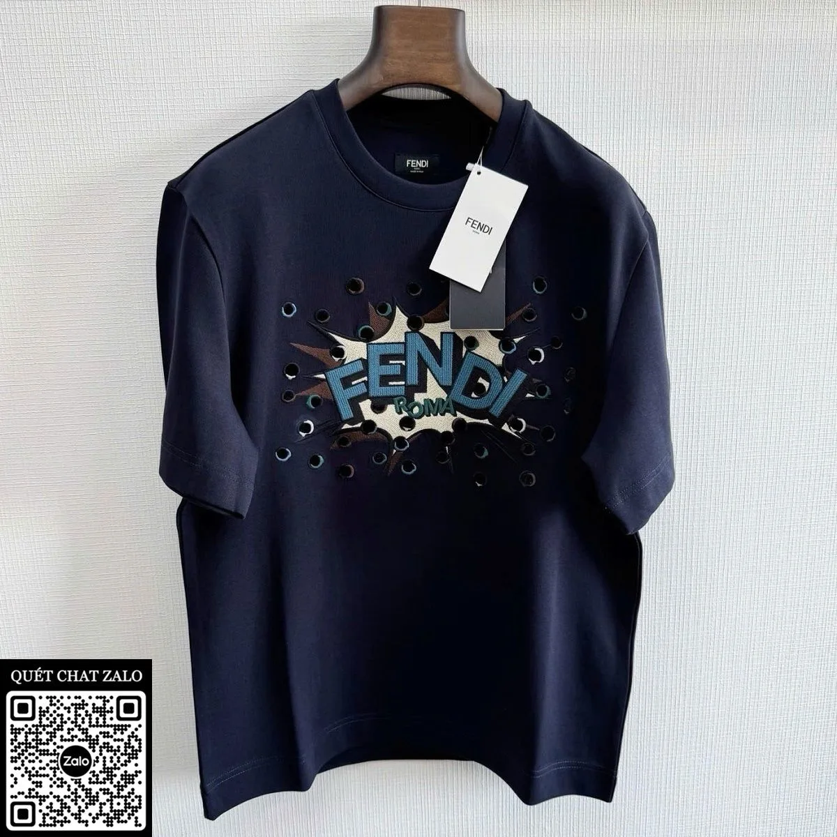 Áo phông nam màu xanh Fendi mã 1 dòng premium nổi bật