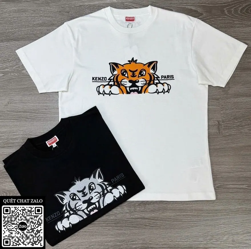 Áo phông Kenzo màu trắng xịn xò đa năng thiết kế đẹp cho nam mã 1