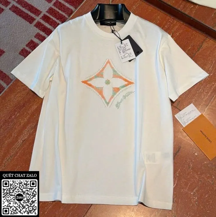 Áo phông nam màu trắng LV mã 13 phong cách nhã nhặn xịn chuẩn form