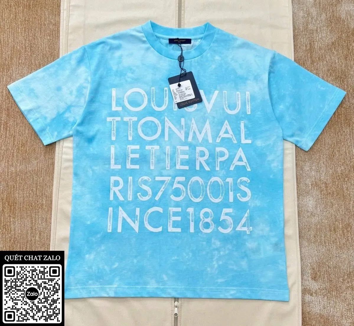 Áo phông nam màu xanh Louis Vuitton mã 14 LV hàng hiếm hợp mốt