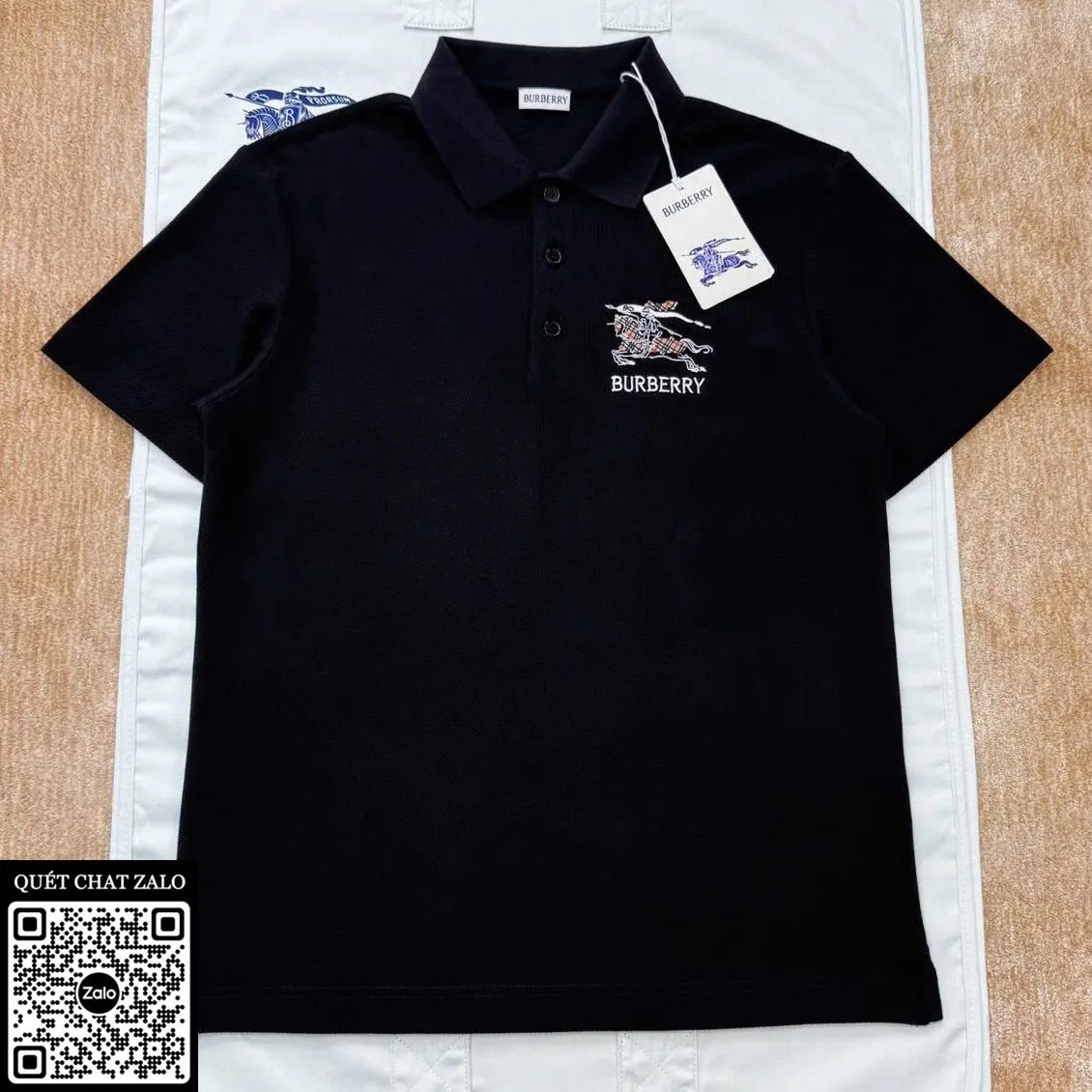 Áo polo nam màu đen Burberry mã 10 BBR chuẩn chỉnh đỉnh chóp