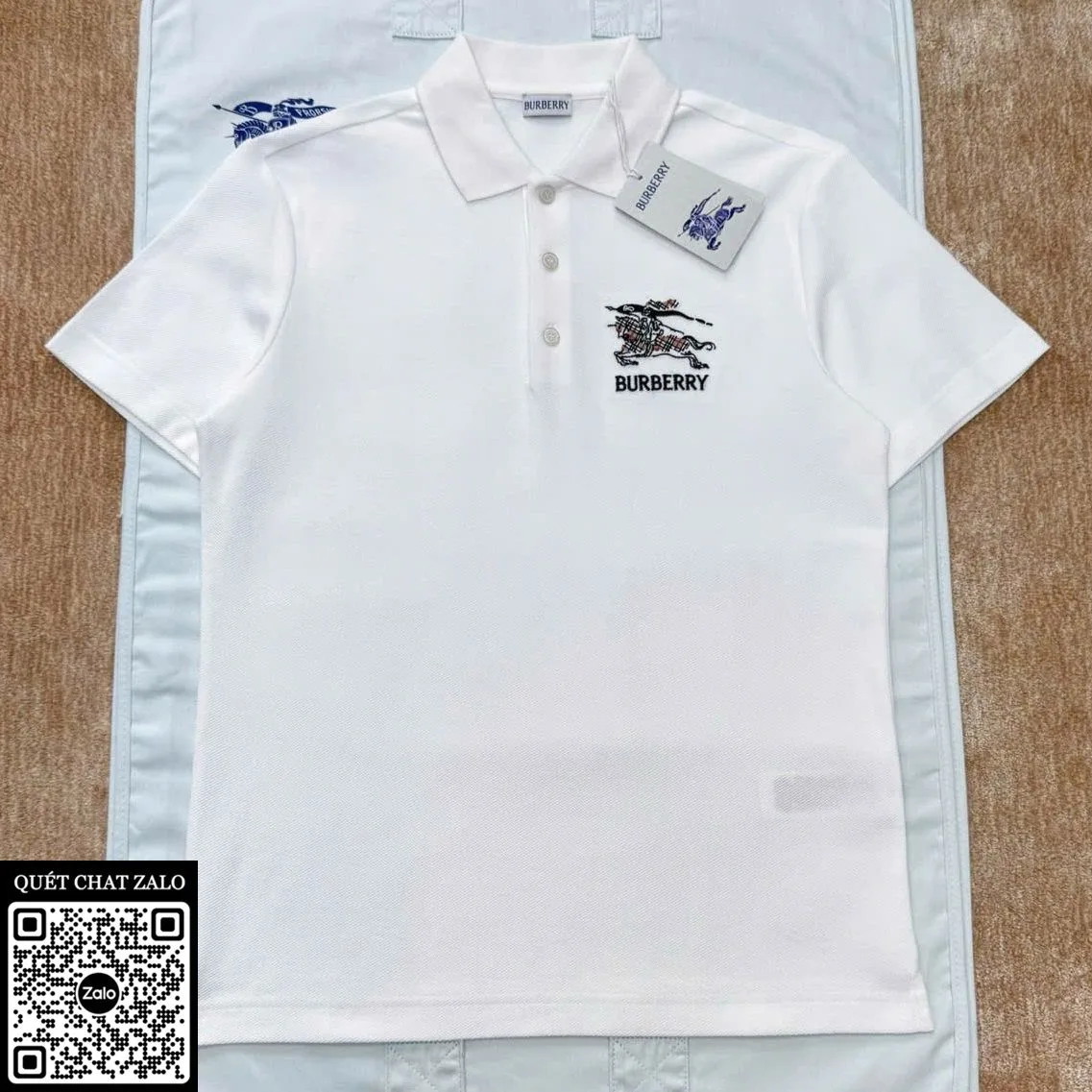 Áo polo nam Burberry màu trắng mã 10 like auth xịn chất không tưởng