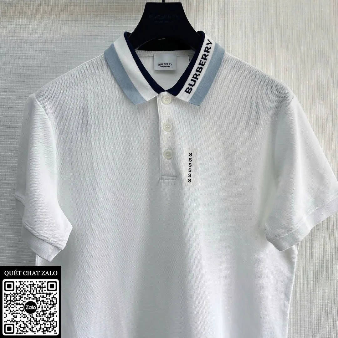 Áo polo nam Burberry màu trắng mã 7 BBR phong cách sang trọng ấn tượng Áo polo nam Burberry màu trắng mã 7 BBR phong cách sang trọng ấn tượng