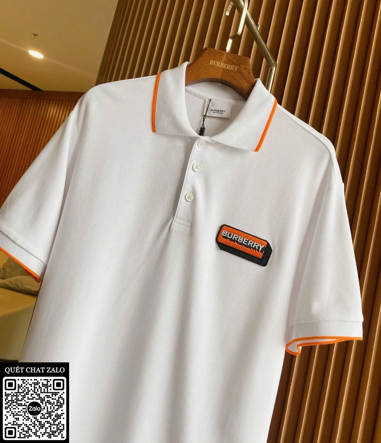 Áo polo nam màu trắng BBR mã 8 Like Authentic limited đẹp hoàn hảo