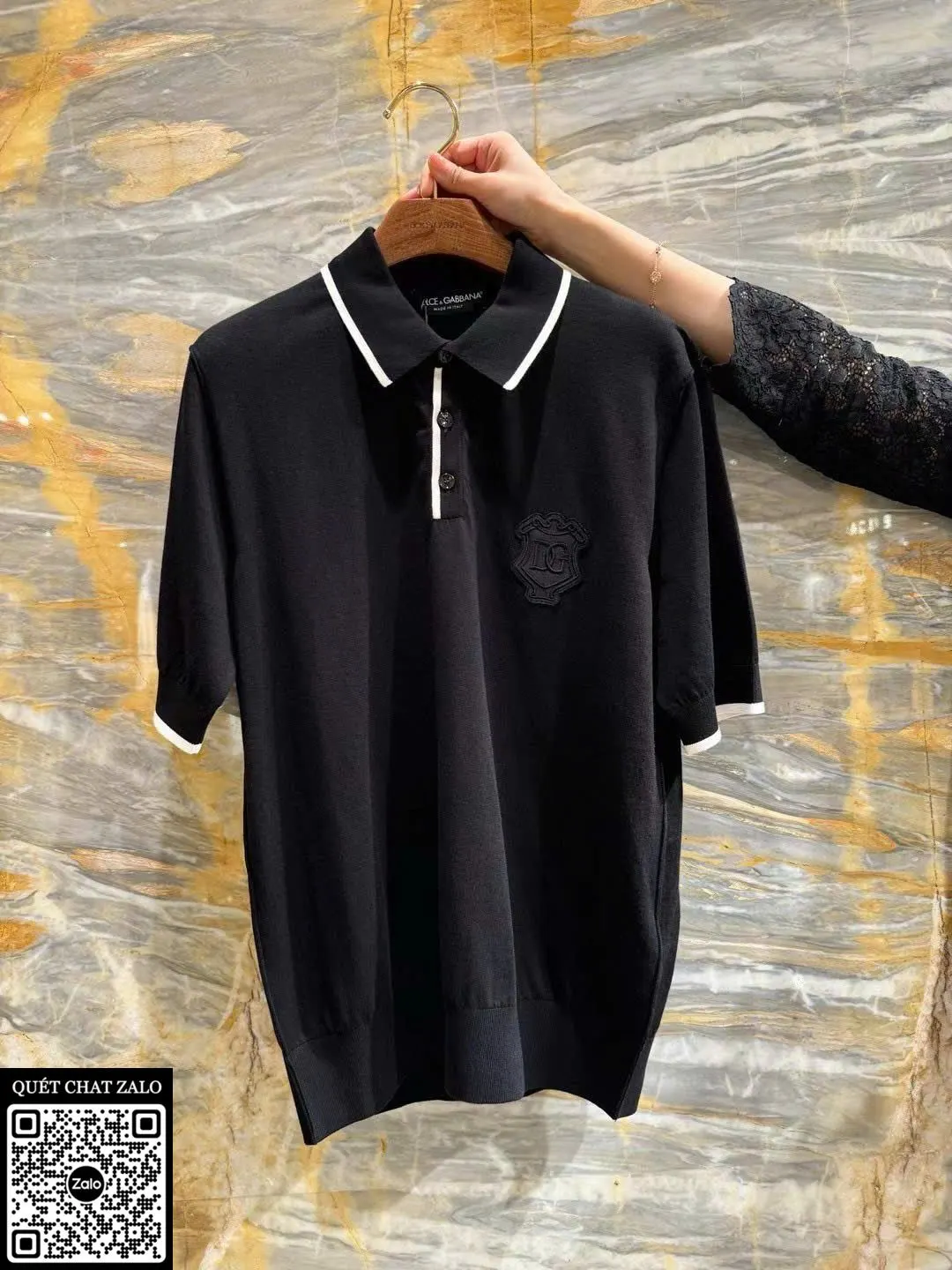 Áo polo nam màu đen Dolce Gabbana mã 1 thượng lưu sang trọng vừa mắt