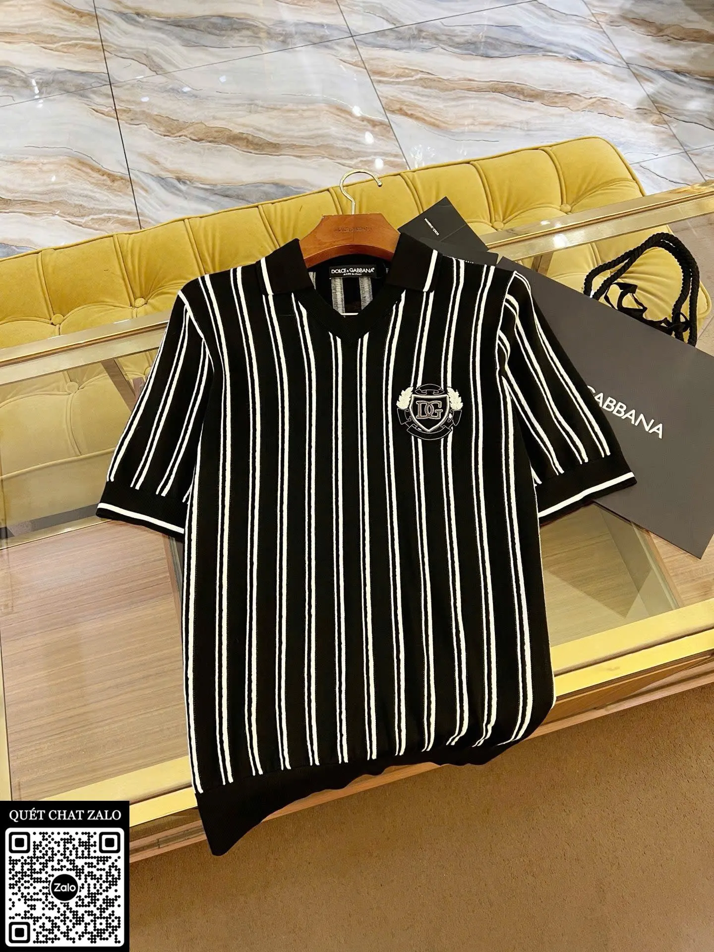 Áo polo nam màu đen DG mã 3 sang trọng thu hút tầng lớp thượng lưu