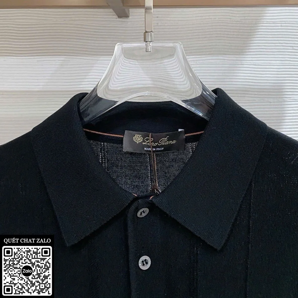 Áo polo nam màu đen Loro Piana mã 3 siêu phẩm vừa mắt cao cấp