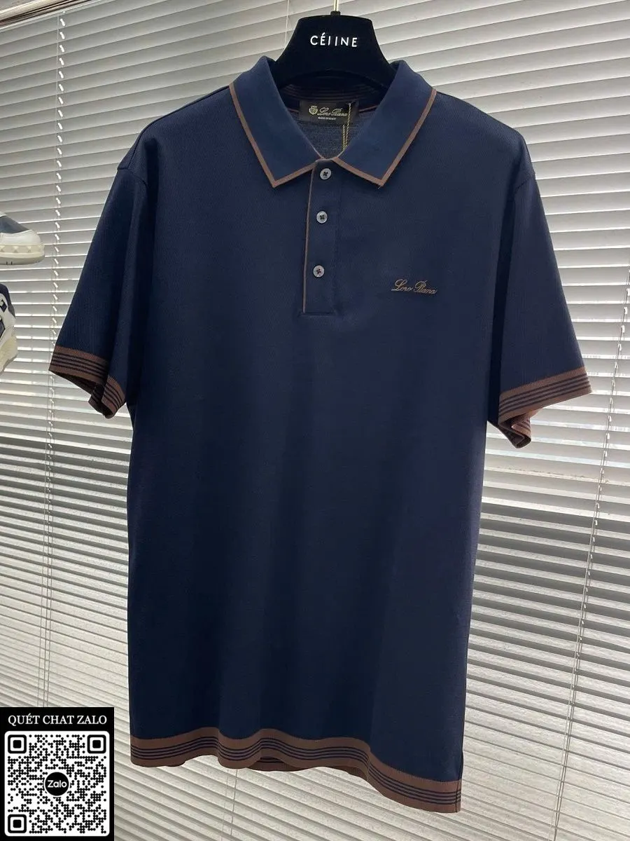 Áo polo nam màu xanh Loro Piana mã 1 chuẩn chỉnh đẳng cấp