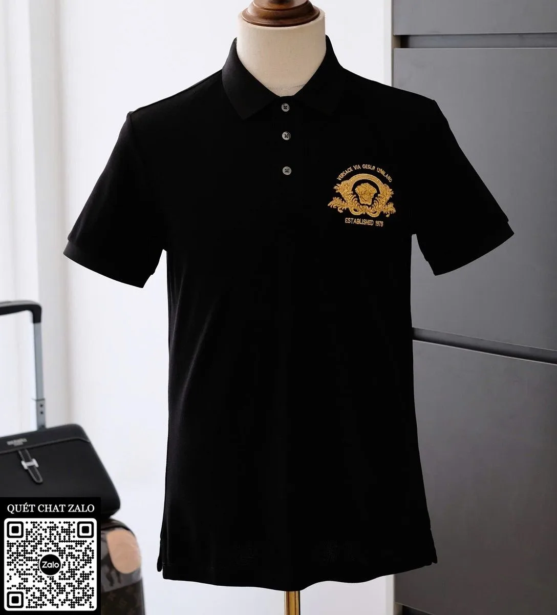 Áo polo nam màu đen Versace mã 4 đỉnh cao phong cách thượng lưu
