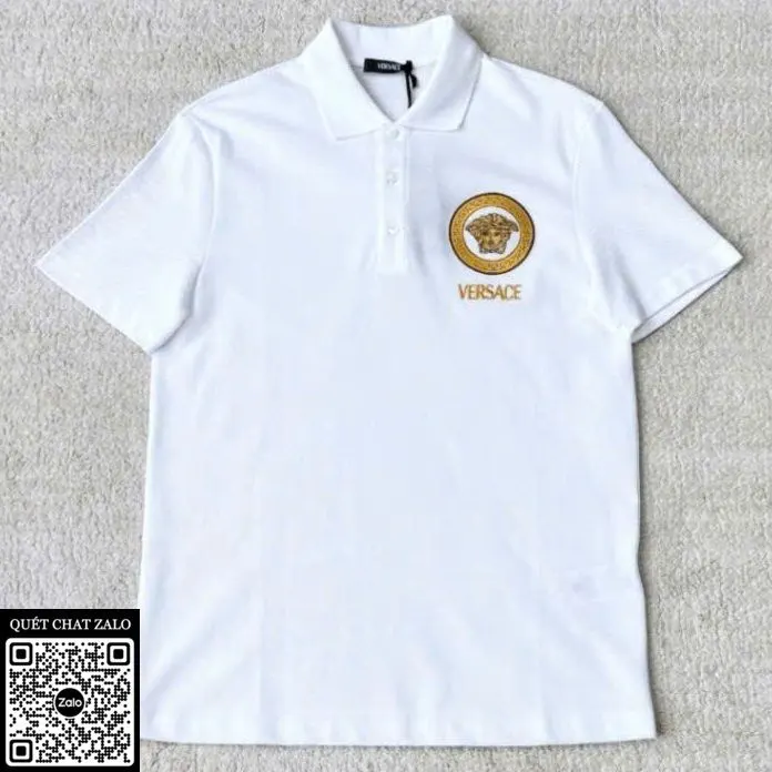 Áo polo nam màu trắng Versace mã 3 phong cách sang xịn cao cấp Áo polo nam màu trắng Versace mã 3 phong cách sang xịn cao cấp