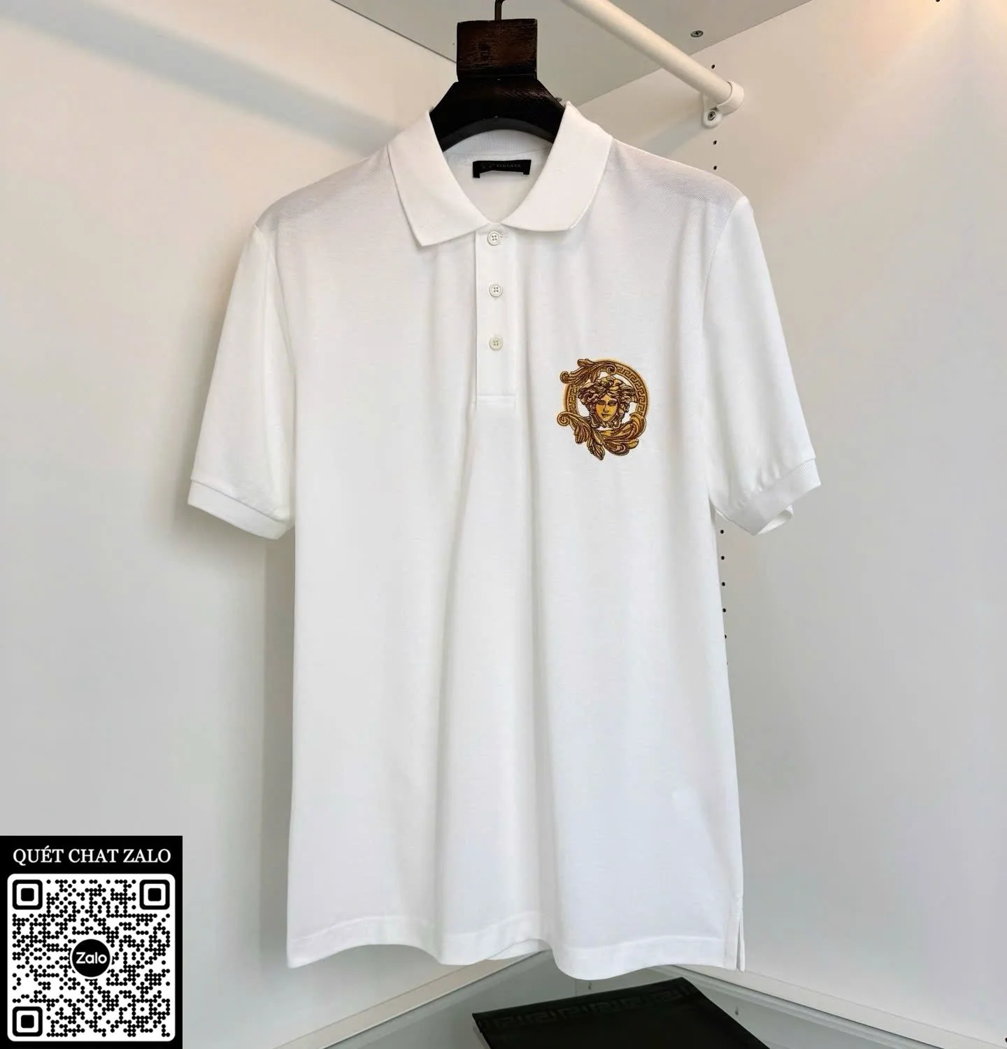 Áo polo nam màu trắng Versace mã 6 xịn xò chất lượng tốt đẳng cấp