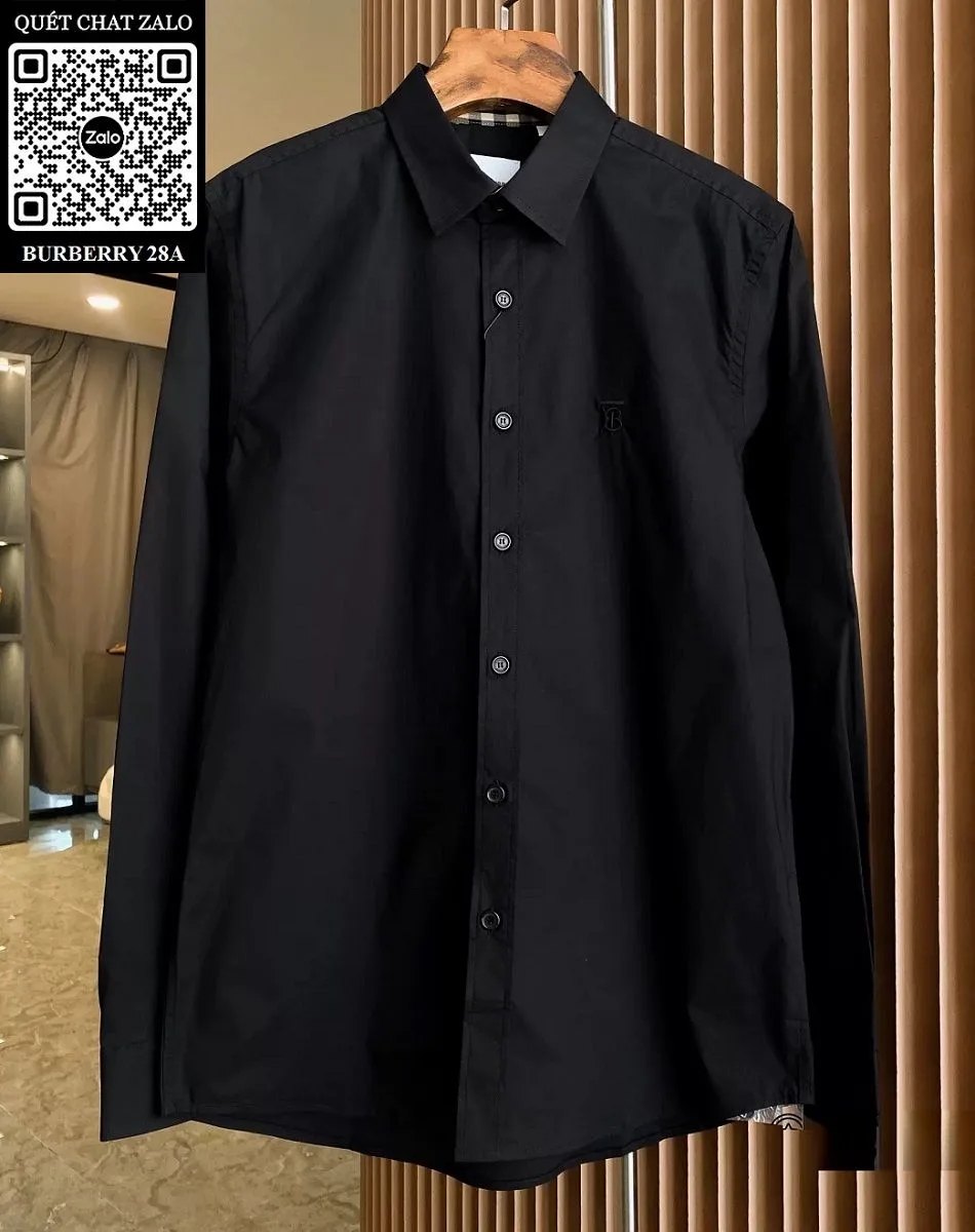Áo Burberry sơ mi nam tay dài màu trơn BBR mã 28a chuẩn dáng