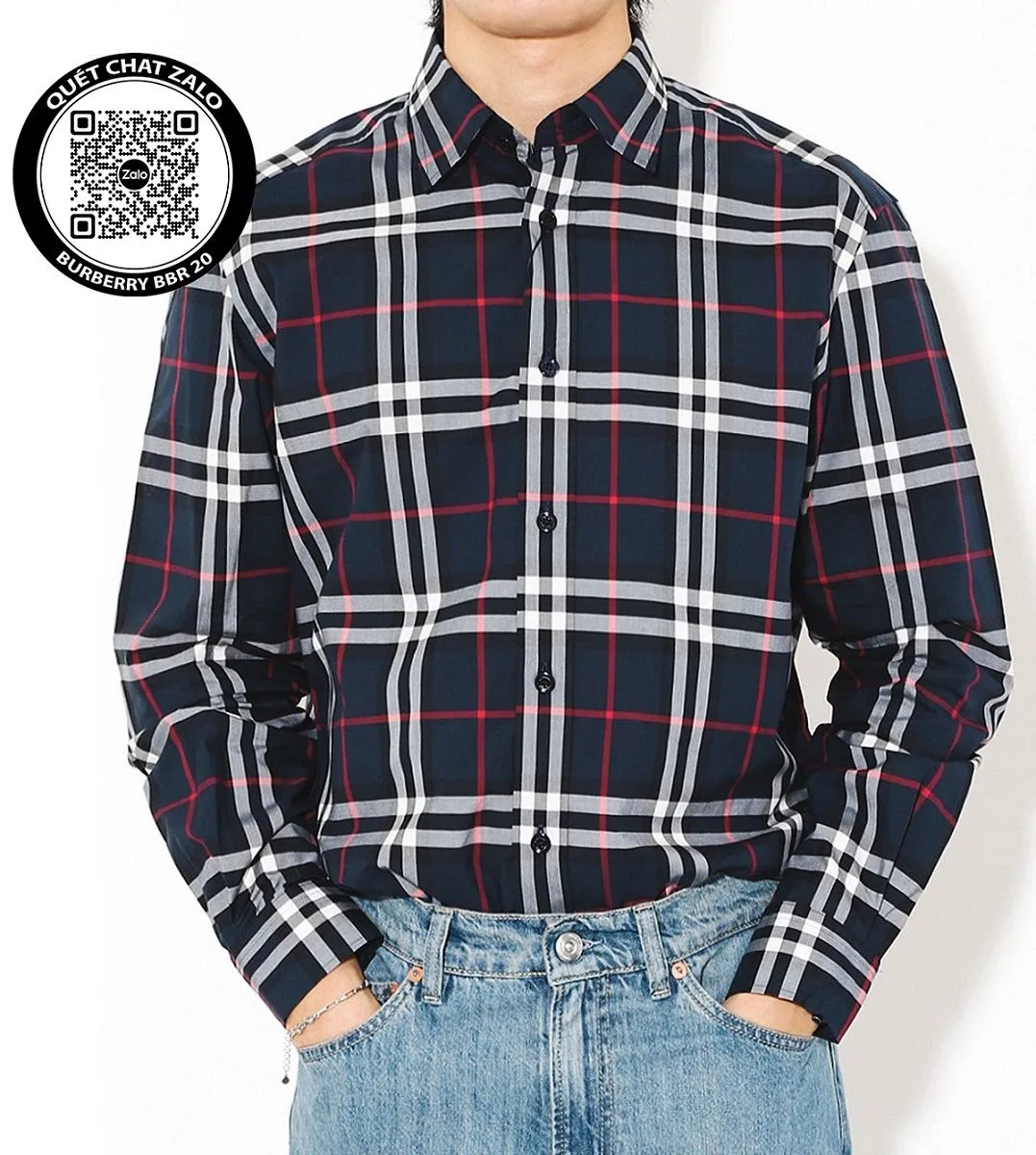 Áo sơ mi Burberry tay dài xanh kẻ sọc caro đáng tiền mã 20 nam Áo sơ mi Burberry tay dài xanh kẻ sọc caro đáng tiền mã 20 nam