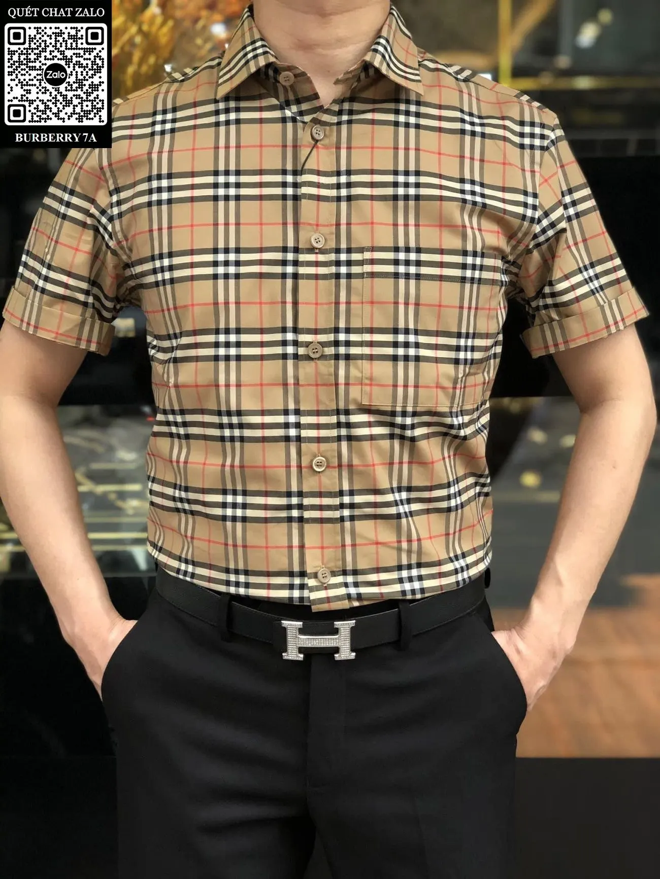 Áo sơ mi nam màu vàng BBR tay ngắn kẻ sọc caro mã 7a phong cách độc lạ Áo sơ mi nam màu vàng BBR tay ngắn kẻ sọc caro mã 7a phong cách độc lạ