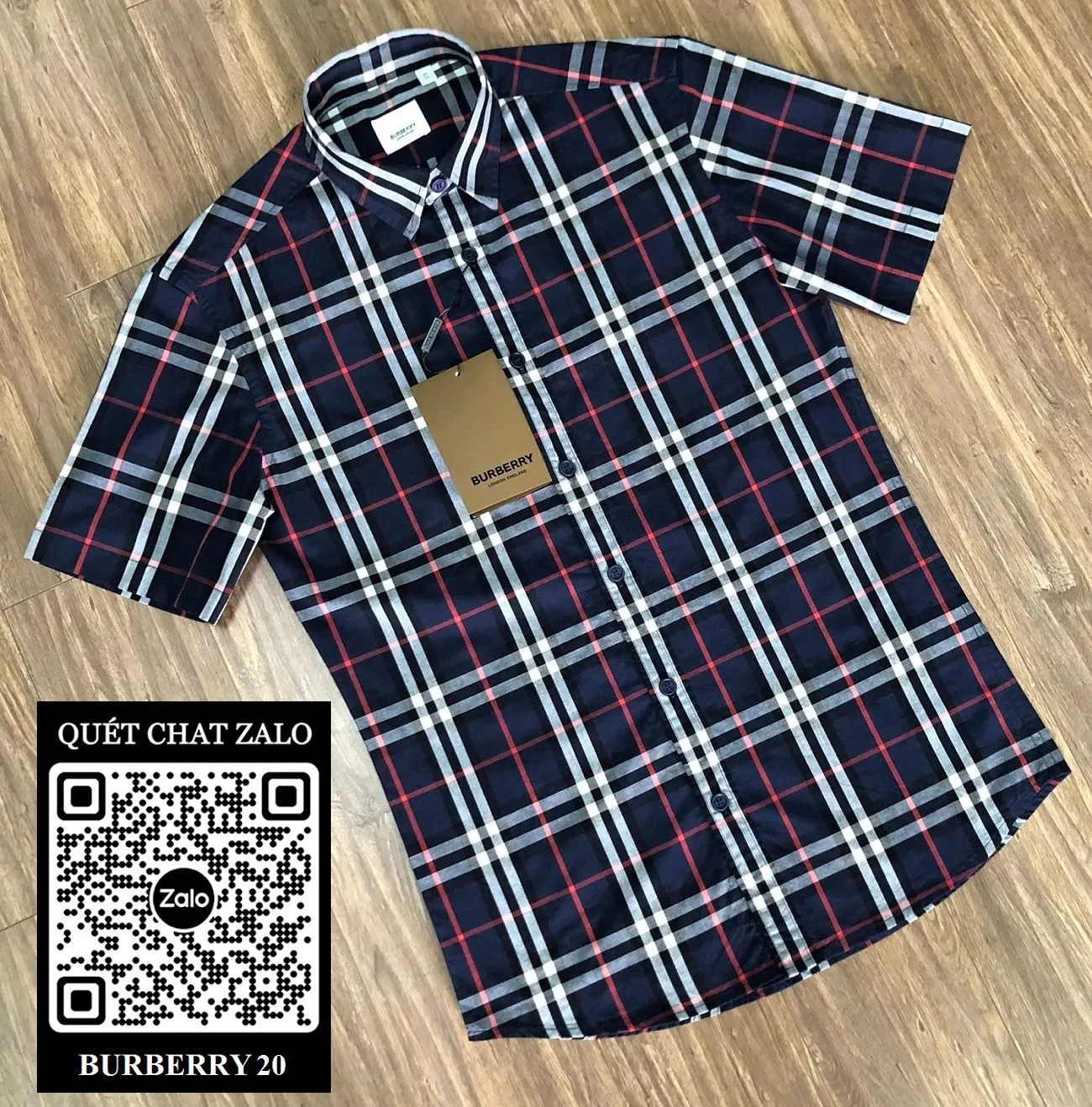 Áo sơ mi Burberry nam màu xanh kẻ caro tay ngắn BBR cao cấp mã 20 Áo sơ mi Burberry nam màu xanh kẻ caro tay ngắn BBR cao cấp mã 20