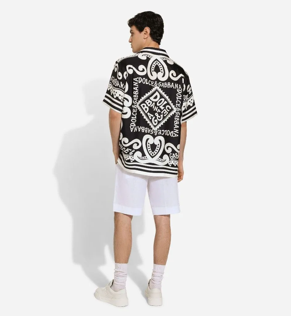 Áo sơ mi nam màu đen DG tay ngắn mã 2 chuẩn men Dolce Gabbana tinh tế