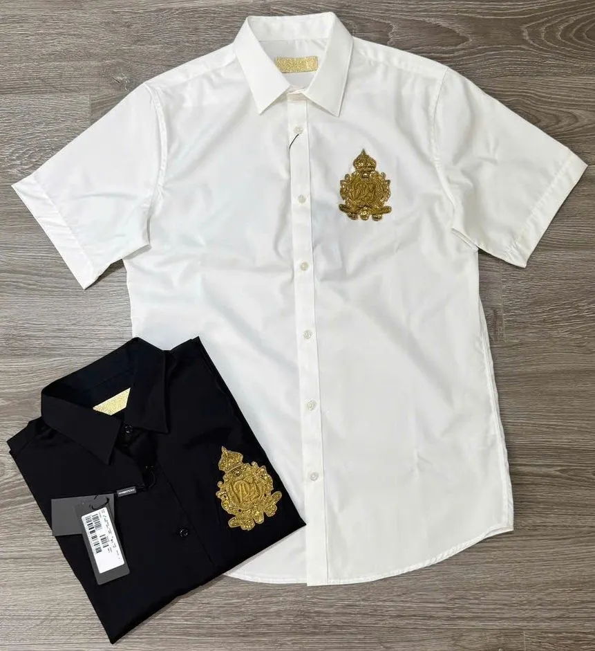 Áo sơ mi DG tay ngắn màu trắng nam mã 3 tinh tế Dolce cao cấp