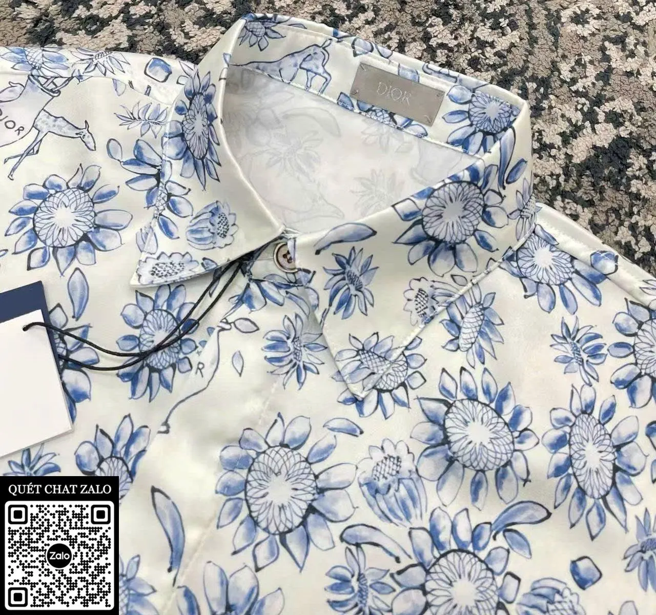 Áo sơ mi nam màu trắng Dior tay ngắn mã 1b tinh tế sang trọng