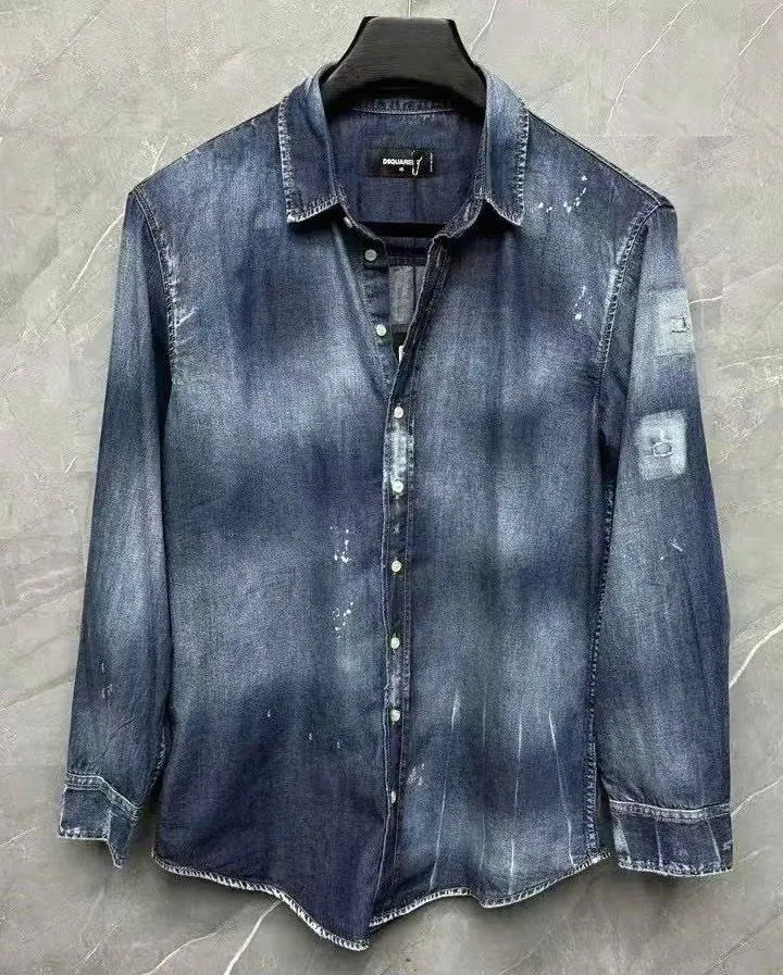 Áo sơ mi nam dài tay đẹp màu xanh jean Dsq2 mã 1b yêu luôn chất lượng
