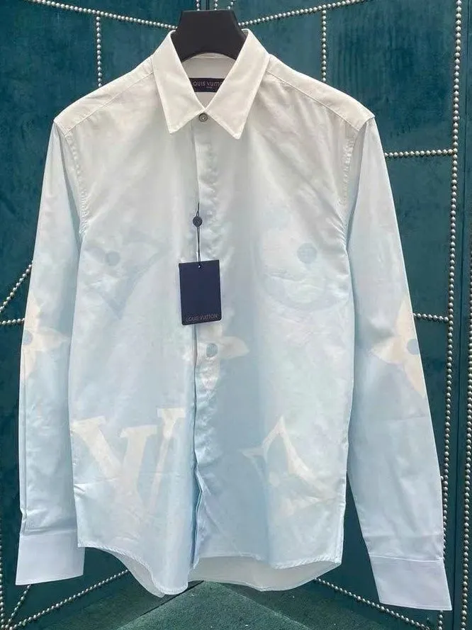 Áo sơ mi nam màu xanh LV tay dài mã 1 gọn gàng siêu phẩm chất lượng