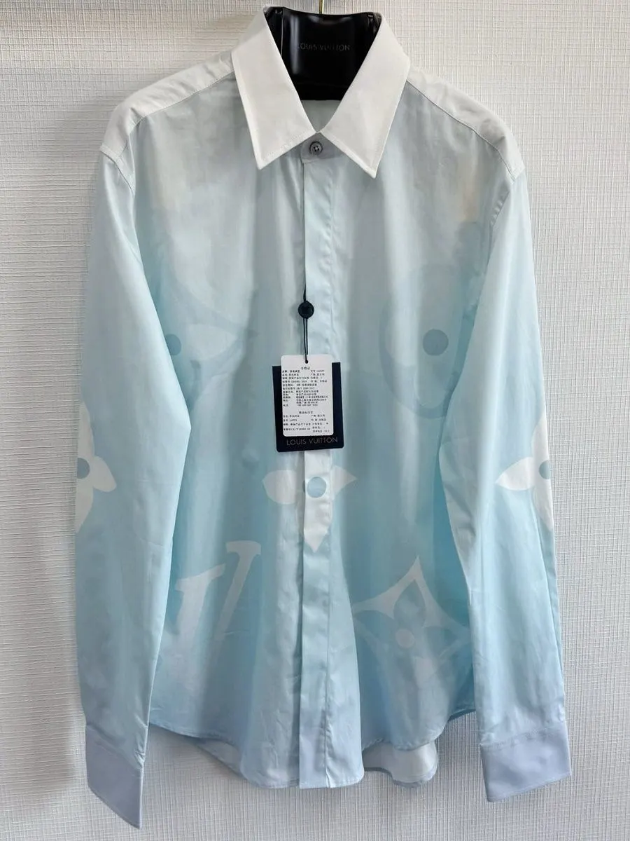 Sơ mi LV xanh áo tay dài nam mã 1b thượng lưu tinh xảo cao cấp mực Sơ mi LV xanh áo tay dài nam mã 1b thượng lưu tinh xảo cao cấp mực